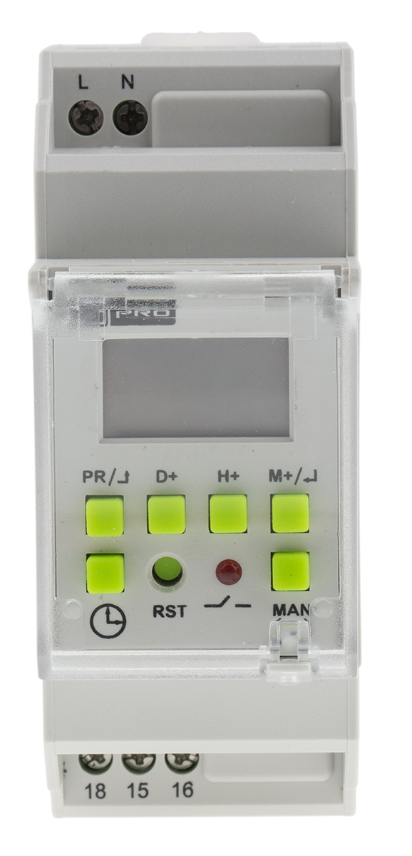 RS PRO Digital Pulse Switch DIN Rail Time Switch 240V ac