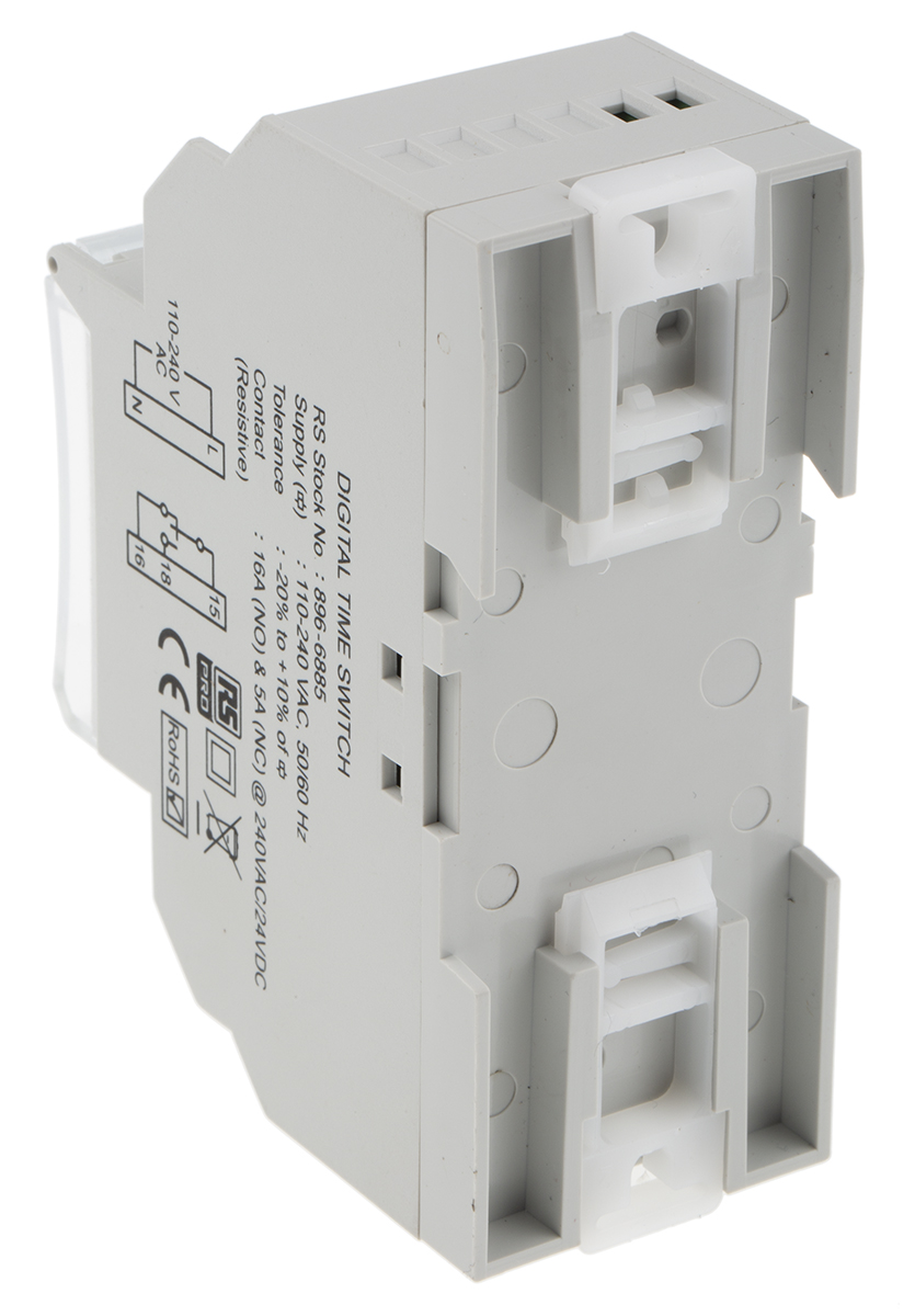 896-6885 RS PRO Digital Pulse Switch DIN Rail Time Switch 240V ac