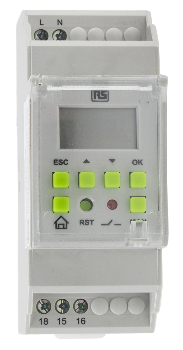 RS PRO Digital 896-6888 DIN Rail Time Switch, 1-Channel 240 V ac