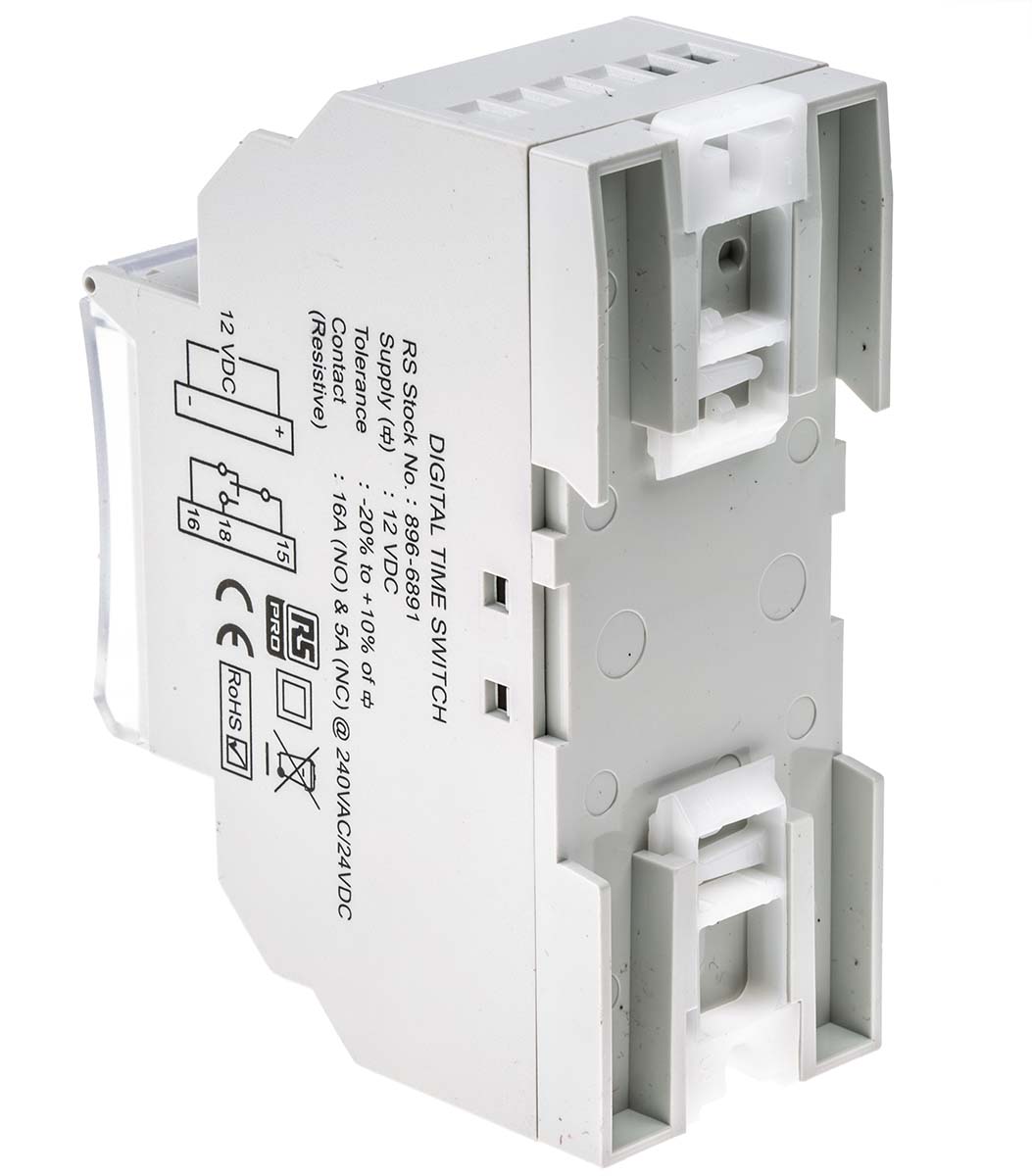 896-6891 RS PRO Digital 6LL003-08 DIN Rail Time Switch, 1-Channel 12 V dc