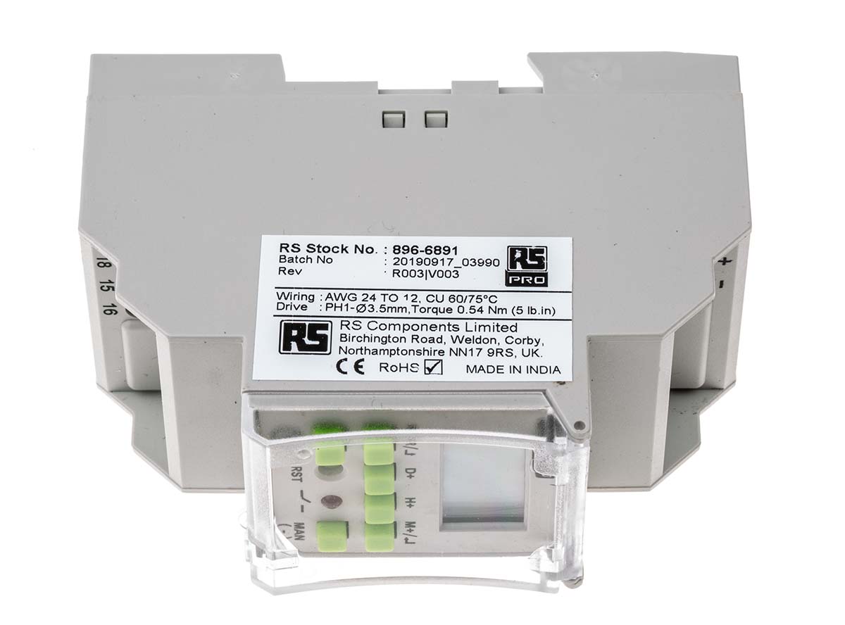 896-6891 RS PRO Digital 6LL003-08 DIN Rail Time Switch, 1-Channel 12 V dc