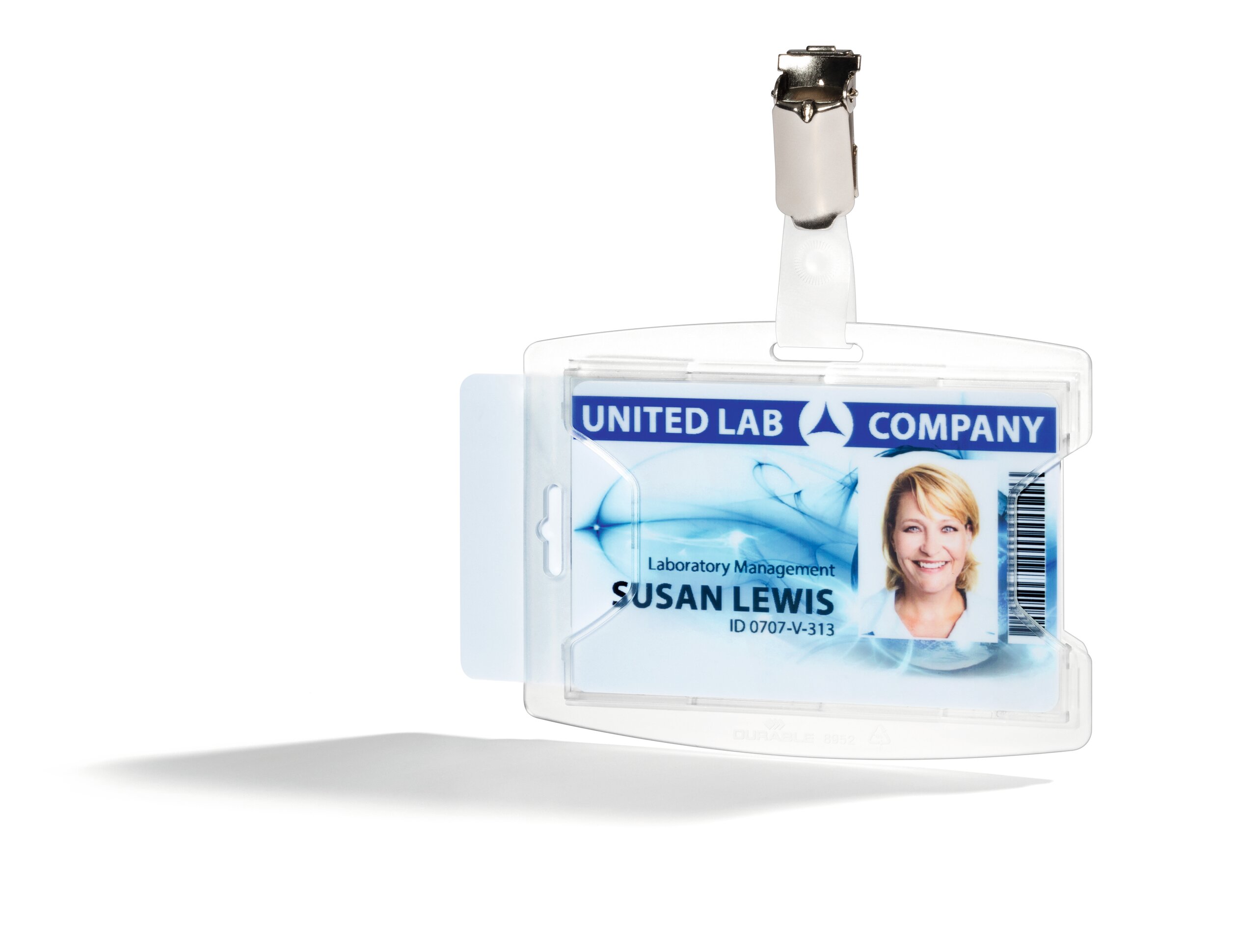 896219 Durable Transparent Recycled Polypropylene Name Badge ID Card Holder