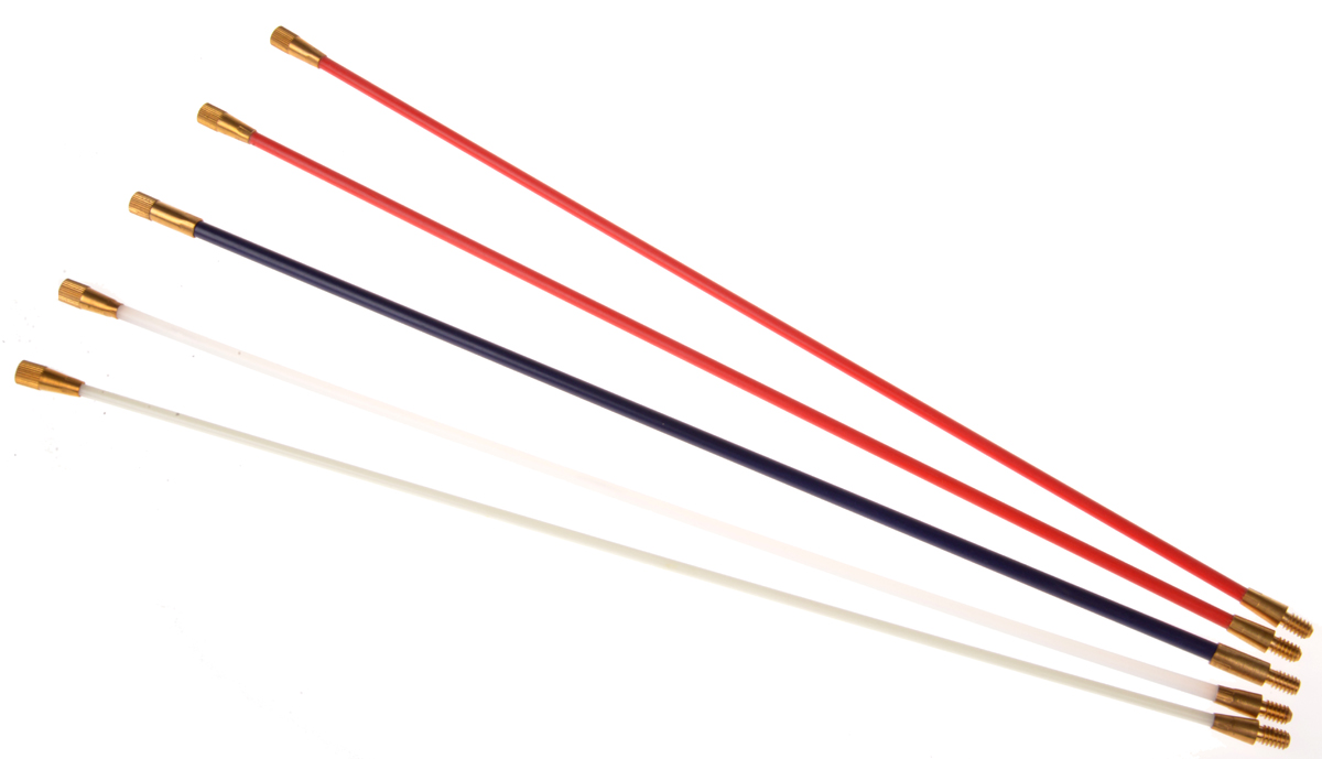HellermannTyton Cable Rod Lead, White Rod, Mini Eye, Mini Hook, Red Rods X 2, Domed Bullet, Blue Rod