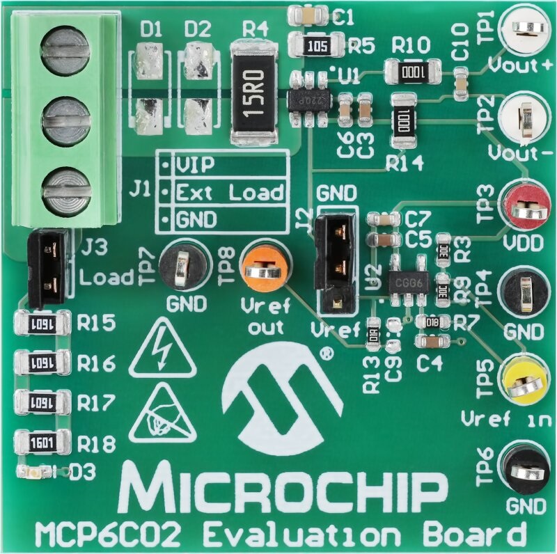 Microchip MCP6C02 Evaluation Board High Side Current Sensing for MCP6C02 for Power Supply