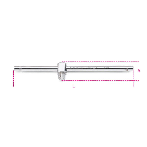 BETA 910/42 3/8 in Hexagon Sliding T Handle, 210 mm Overall