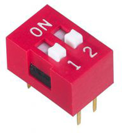 APEM 2 Way Through Hole DIP Switch DPST, Recessed Actuator