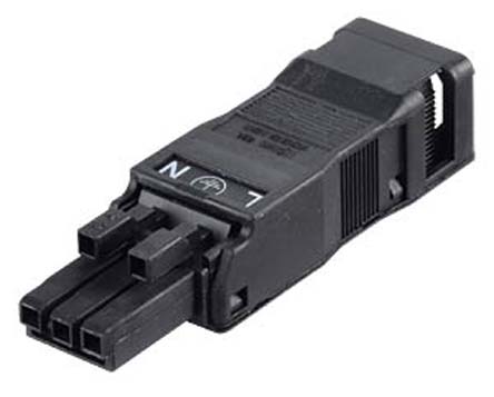 890-103 WAGO 890 Series Cable Winsta Mini Socket Female Cage Clamp, 3-Pole, 16A, 3-Way, IP40