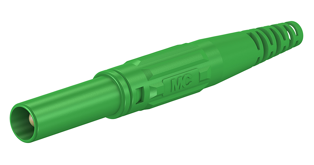 Staubli Green Male Banana Plug, 4 mm Connector, Screw Termination, 32A, 1000V, Nickel Plating