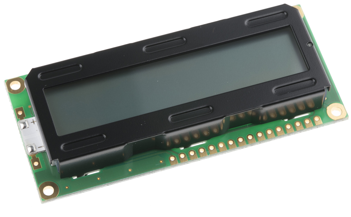 Powertip PC1601LRS-A Alphanumeric LCD Display, 1 Row by 16 Characters, Transflective