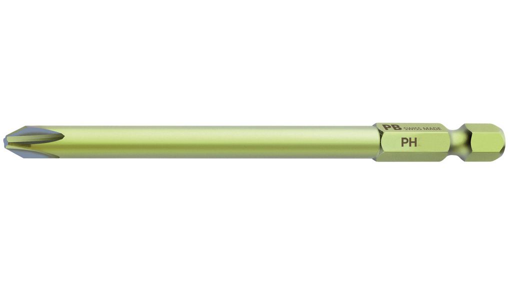 PB SWISS TOOLS Phillips Screwdriver Bit, PH2 Tip, 1/4in Drive, Hexagon Drive, 95 mm Overall