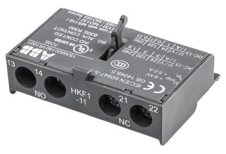 Front Mount Auxiliary Contact, NO/NC, 1 A dc, 3 A ac, 220 V dc, 230 V ac