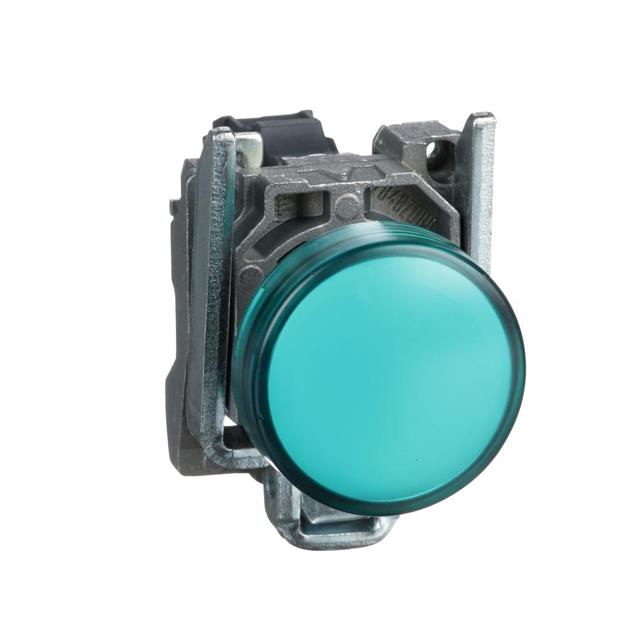 xb4bvg3 Schneider Electric Harmony XB4 Green LED Pilot Light, 22mm Cutout, IP66, IP67, IP69, IP69K, 120 V ac, 3 A ac, 270 mA dc