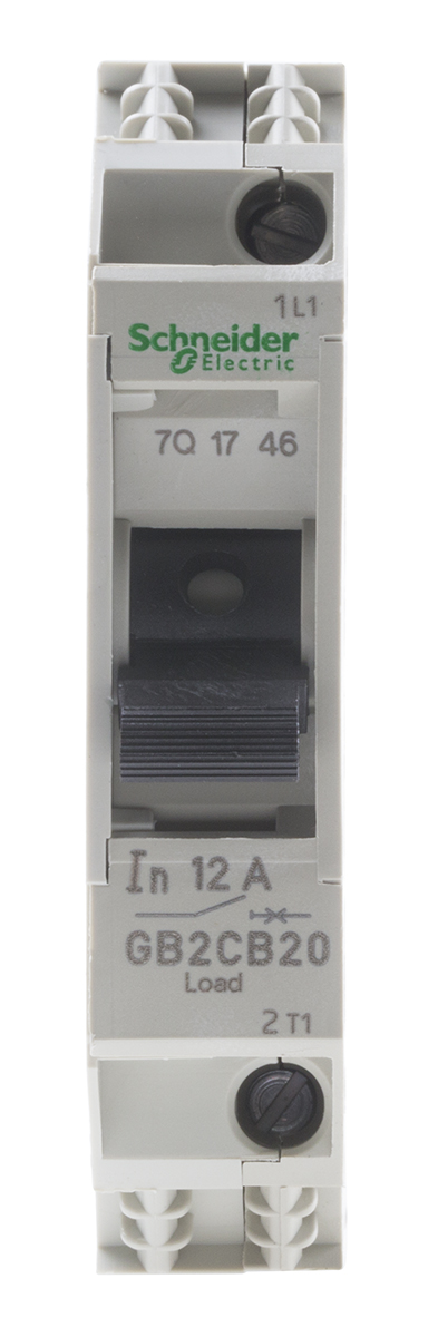 gb2cb20 Schneider Electric 12A 1P Pole Thermal Magnetic Circuit Breaker, 277 V ac, 415 V ac GB2