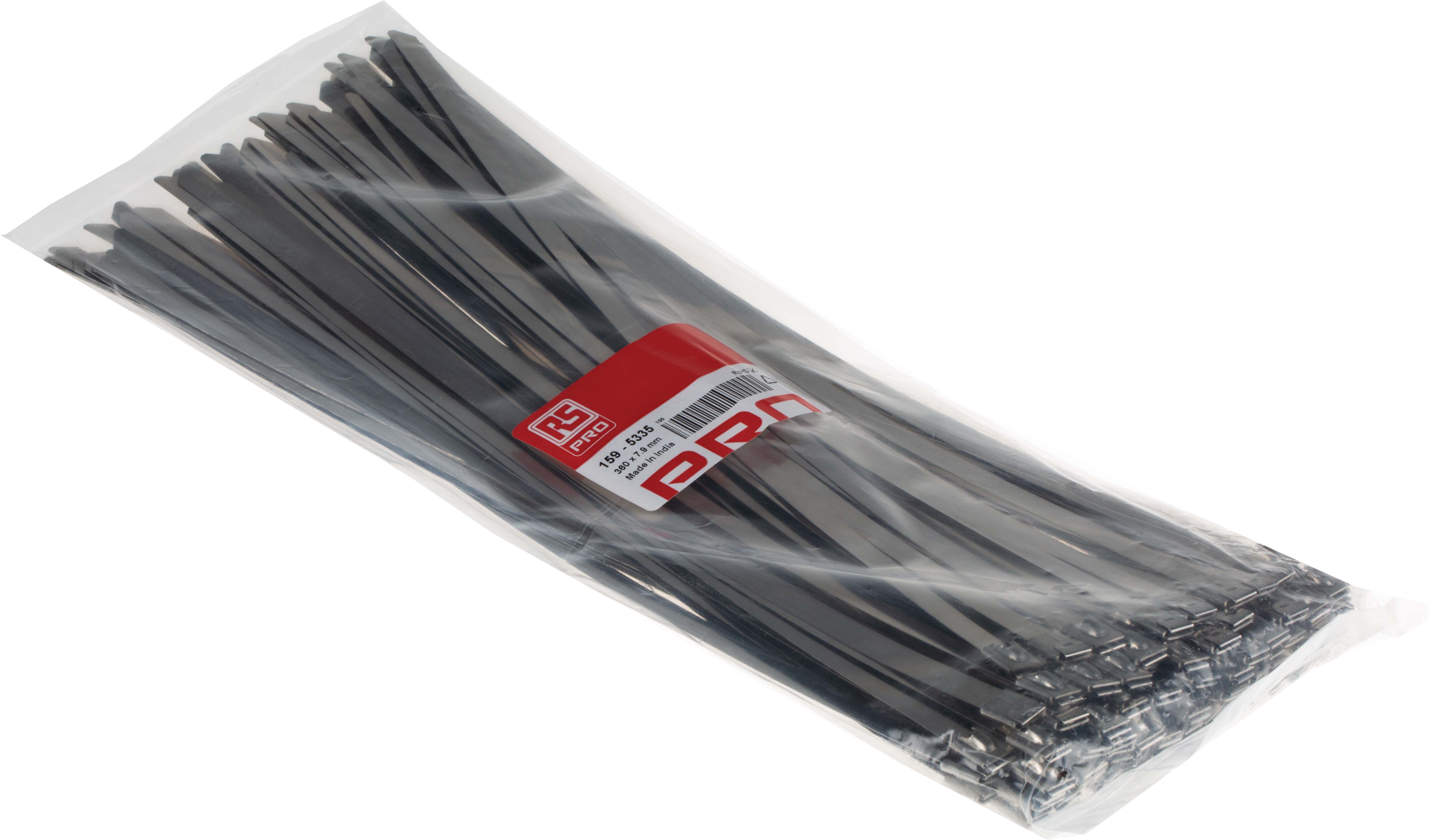 159-5335 RS PRO Cable Tie, Roller Ball, 360 mm x 7.9mm, Metallic 316 Stainless Steel