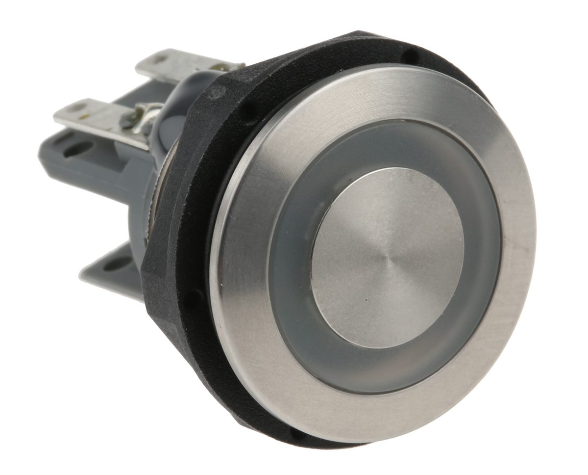 Schurter MSM 19 Series Illuminated Push Button Switch, Momentary, Panel Mount, 19mm Cutout, SPDT, Red LED, 250V ac, IP67