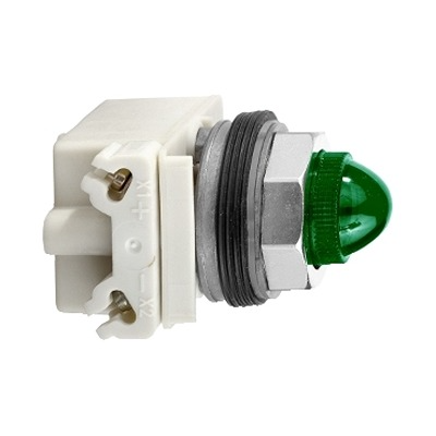 Schneider Electric, Harmony 9001K, Panel Mount Green Incandescent Lamp Pilot Light, 30 mm Cutout, IP66, Dome, 120V