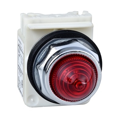 Schneider Electric, 9001KP5, Screw Red Incandescent Lamp Pilot Light, 30 mm Cutout, IP66, Round, 480V