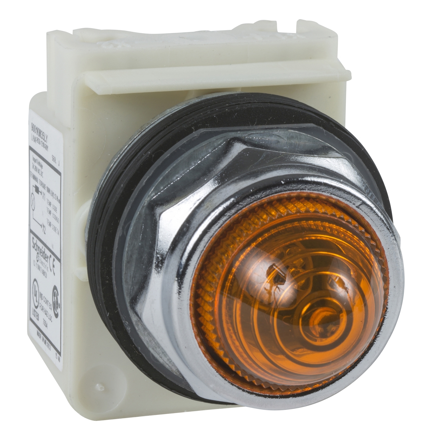 9001kp7a9 Schneider Electric, Harmony, Flush Orange LED Pilot Light, 30 mm Cutout, IP66, Round