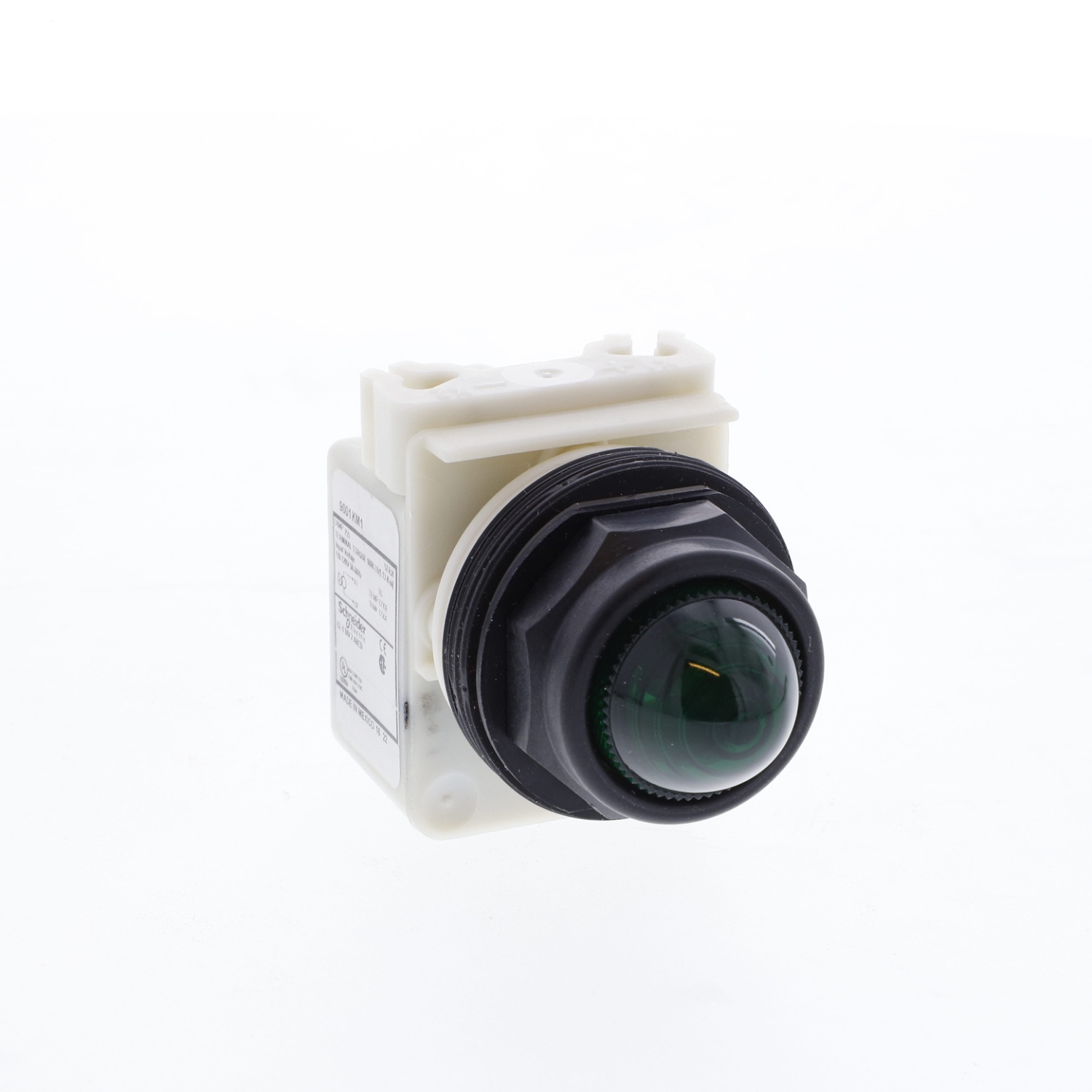 Schneider Electric, 9001SK, Panel Mount Green Incandescent Lamp Pilot Light Complete Unit, 30 mm Cutout, IP66, Round,