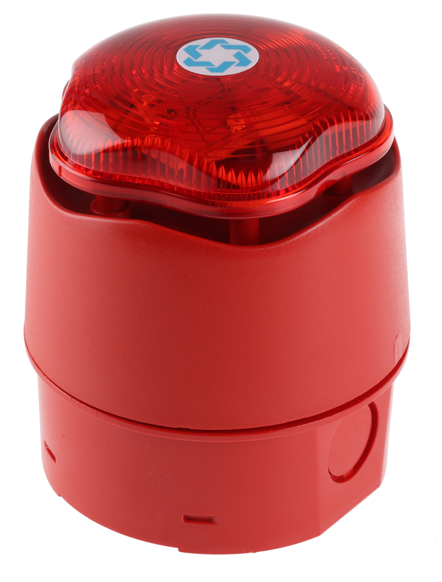 Hosiden Besson Banshee Excel Lite Series Red Sounder-Beacon Combination, IP66 30V dc Shallow Base, Base, Side, Rear 110