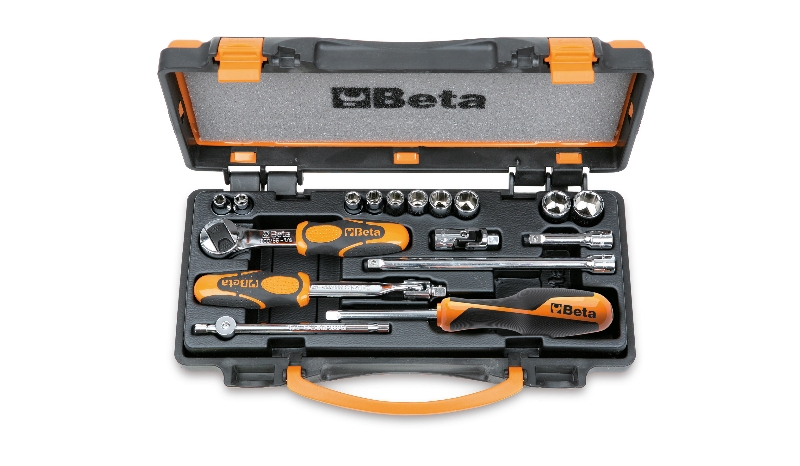 BETA 17-Piece 1/4 in Drive Extension Bar, Drive Spinner Handle, Drive Swivel T-Handle, Drive Universal Joint, Reversible