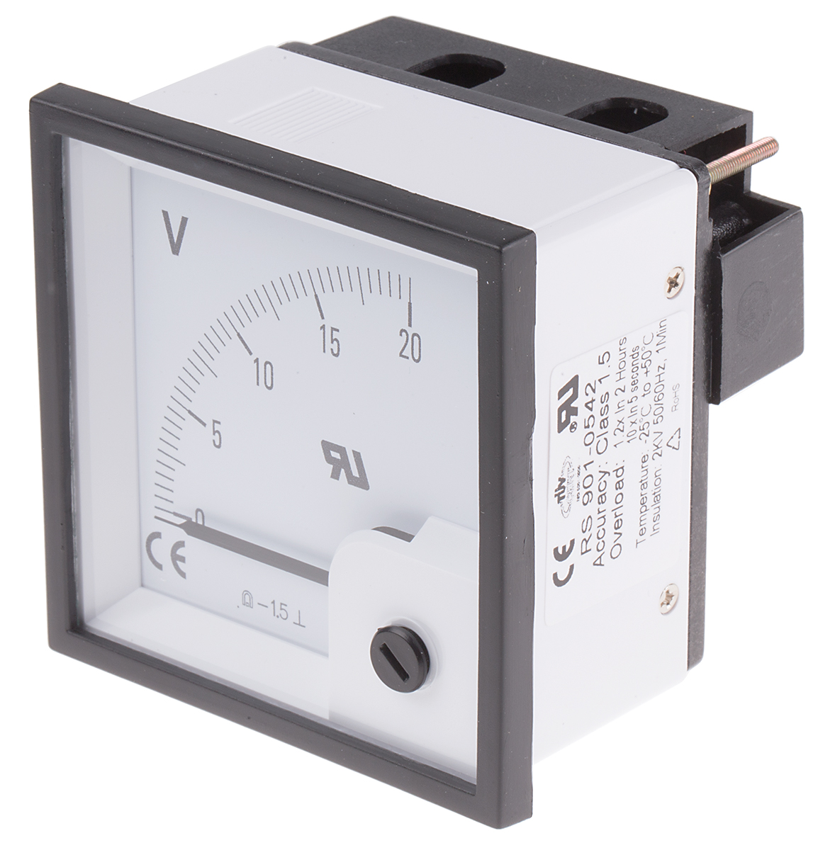 901-0542 RS PRO RS PRO Series Analogue Voltmeter DC, 68 mm, 68 mm