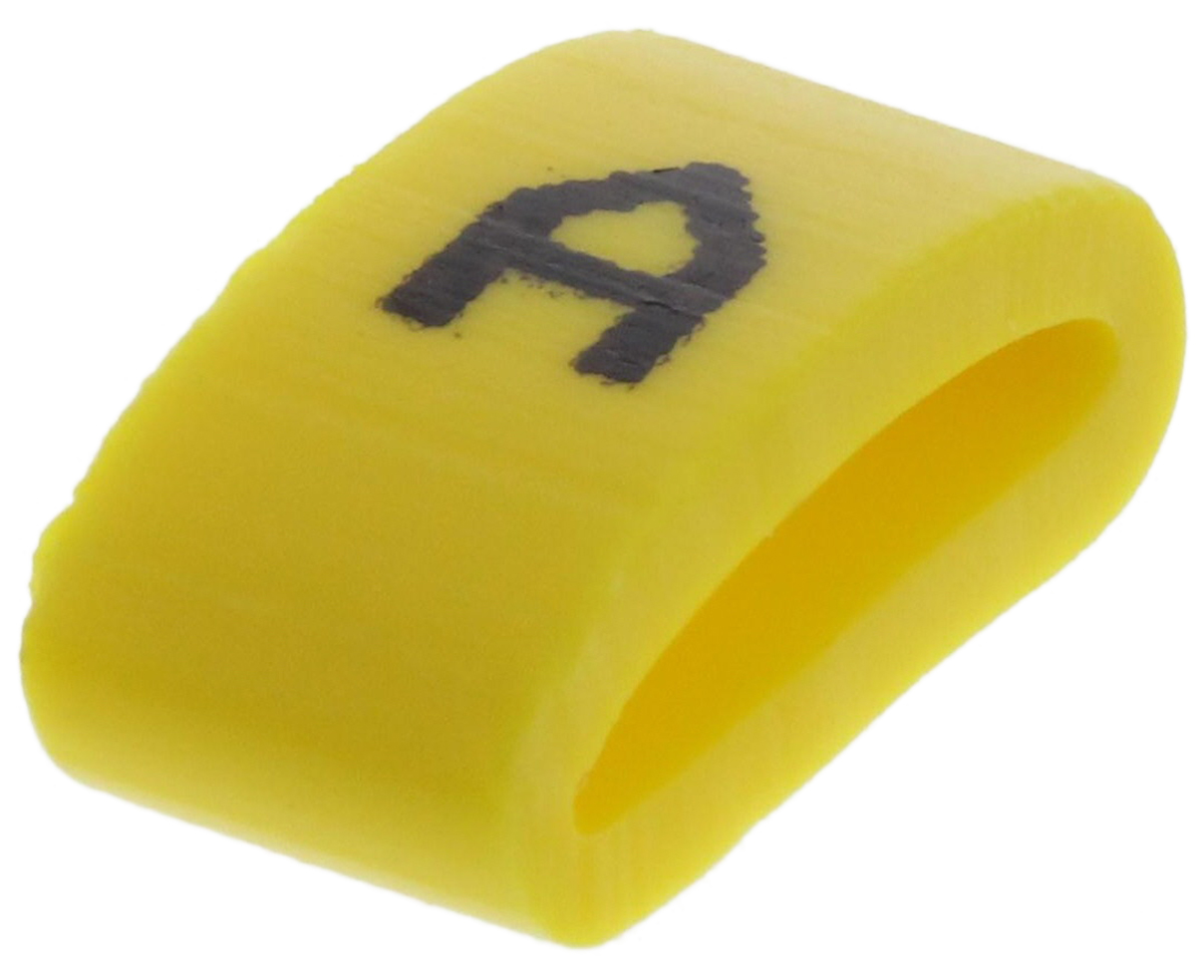 HellermannTyton Ovalgrip Slide-On Cable Marker, Black, Pre-printed "A", 6 mm Cable Yellow, 2.5 mm Cable, 901-10452