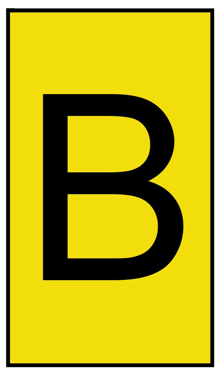 901-10453 HellermannTyton Ovalgrip Slide-On Cable Marker, Black, Pre-printed "B", 6 mm Cable Yellow, 2.5 mm Cable,