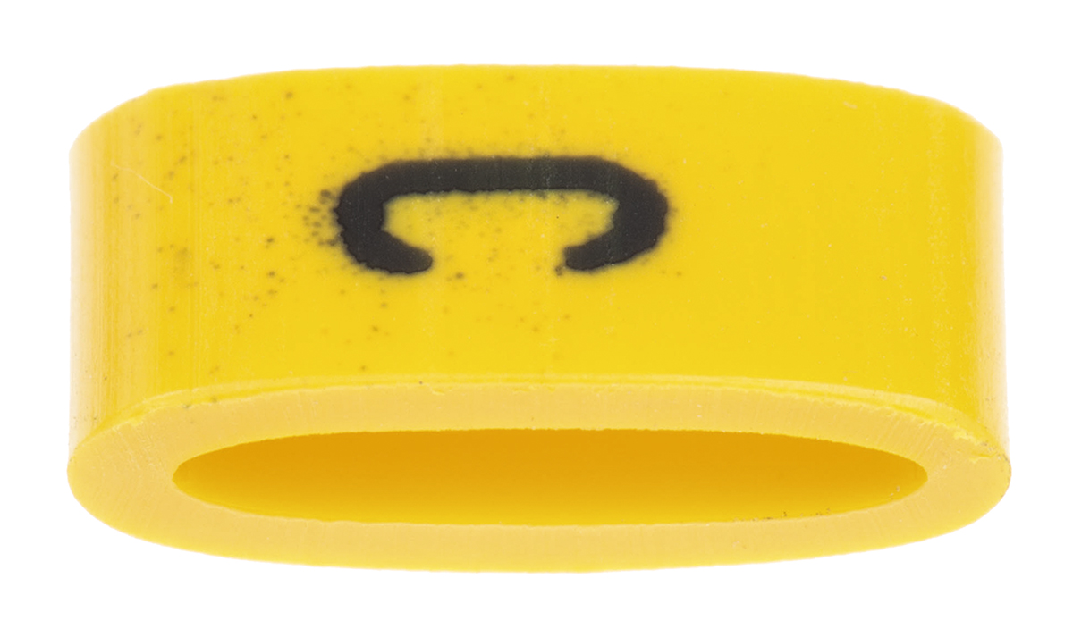 901-10454 HellermannTyton Ovalgrip Slide-On Cable Marker, Black, Pre-printed "C", 6 mm Cable Yellow, 2.5 mm Cable,