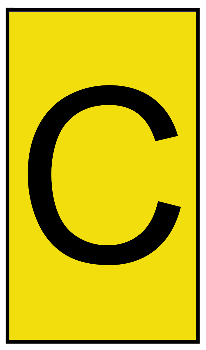 901-10454 HellermannTyton Ovalgrip Slide-On Cable Marker, Black, Pre-printed "C", 6 mm Cable Yellow, 2.5 mm Cable,