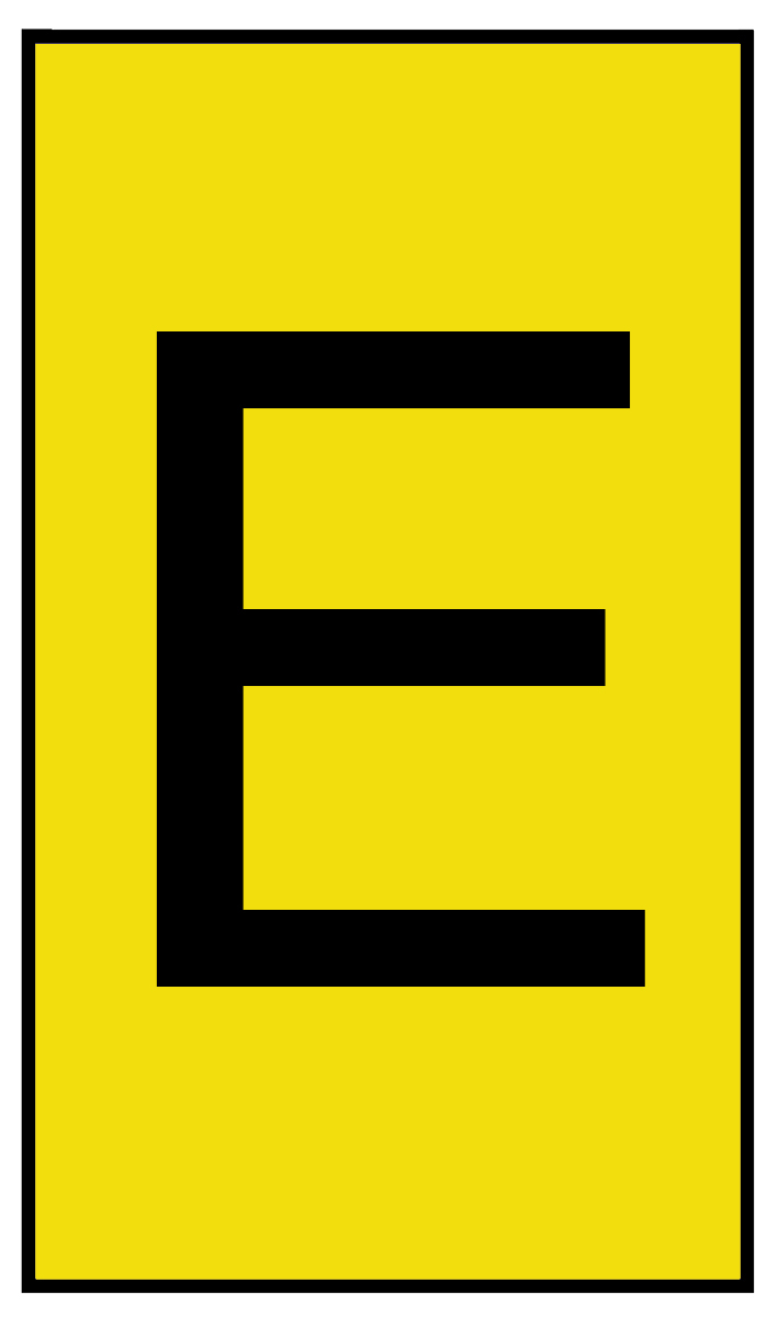 HellermannTyton Ovalgrip Slide-On Cable Marker, Black, Pre-printed "E", 6 mm Cable Yellow, 2.5 mm Cable, 901-10456