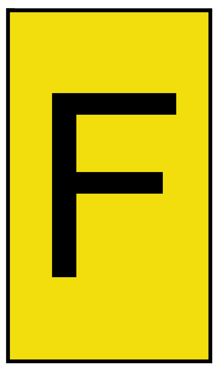 HellermannTyton Ovalgrip Slide-On Cable Marker, Black, Pre-printed "F", 6 mm Cable Yellow, 2.5 mm Cable, 901-10457