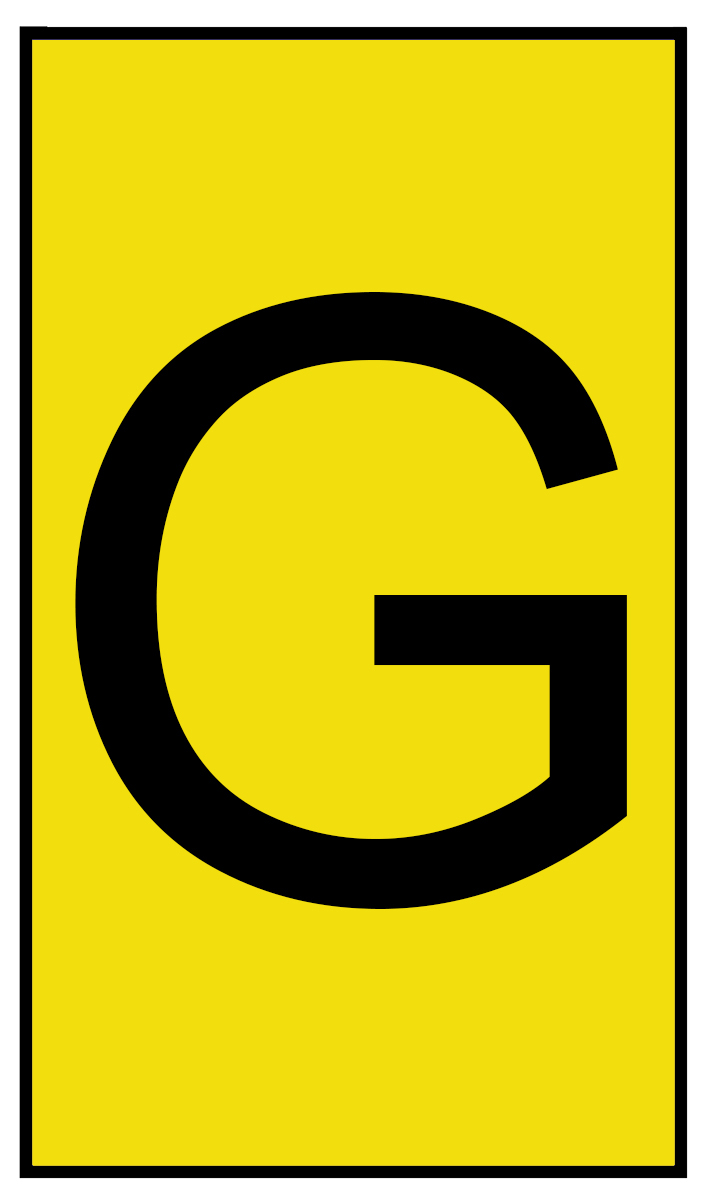 HellermannTyton Ovalgrip Slide-On Cable Marker, Black, Pre-printed "G", 6 mm Cable Yellow, 2.5 mm Cable, 901-10458