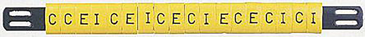 901-10459 HellermannTyton Ovalgrip Slide-On Cable Marker, Black, Pre-printed "H", 6 mm Cable Yellow, 2.5 mm Cable,