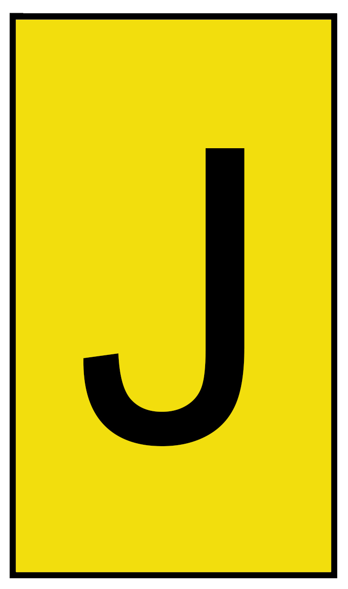 HellermannTyton Ovalgrip Slide-On Cable Marker, Black, Pre-printed "J", 6 mm Cable Yellow, 2.5 mm Cable, 901-10461