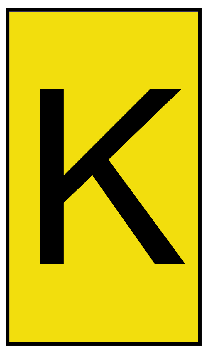 HellermannTyton Ovalgrip Slide-On Cable Marker, Black, Pre-printed "K", 6 mm Cable Yellow, 2.5 mm Cable, 901-10462