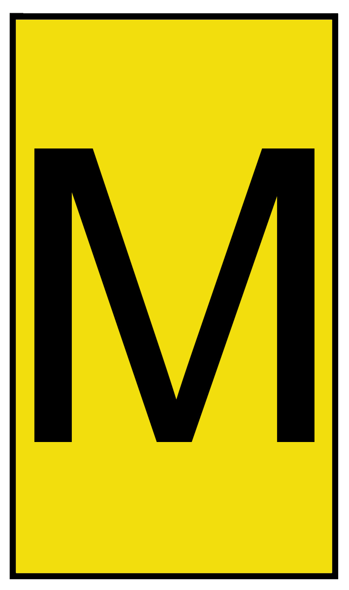 HellermannTyton Ovalgrip Slide-On Cable Marker, Black, Pre-printed "M", 6 mm Cable Yellow, 2.5 mm Cable, 901-10464