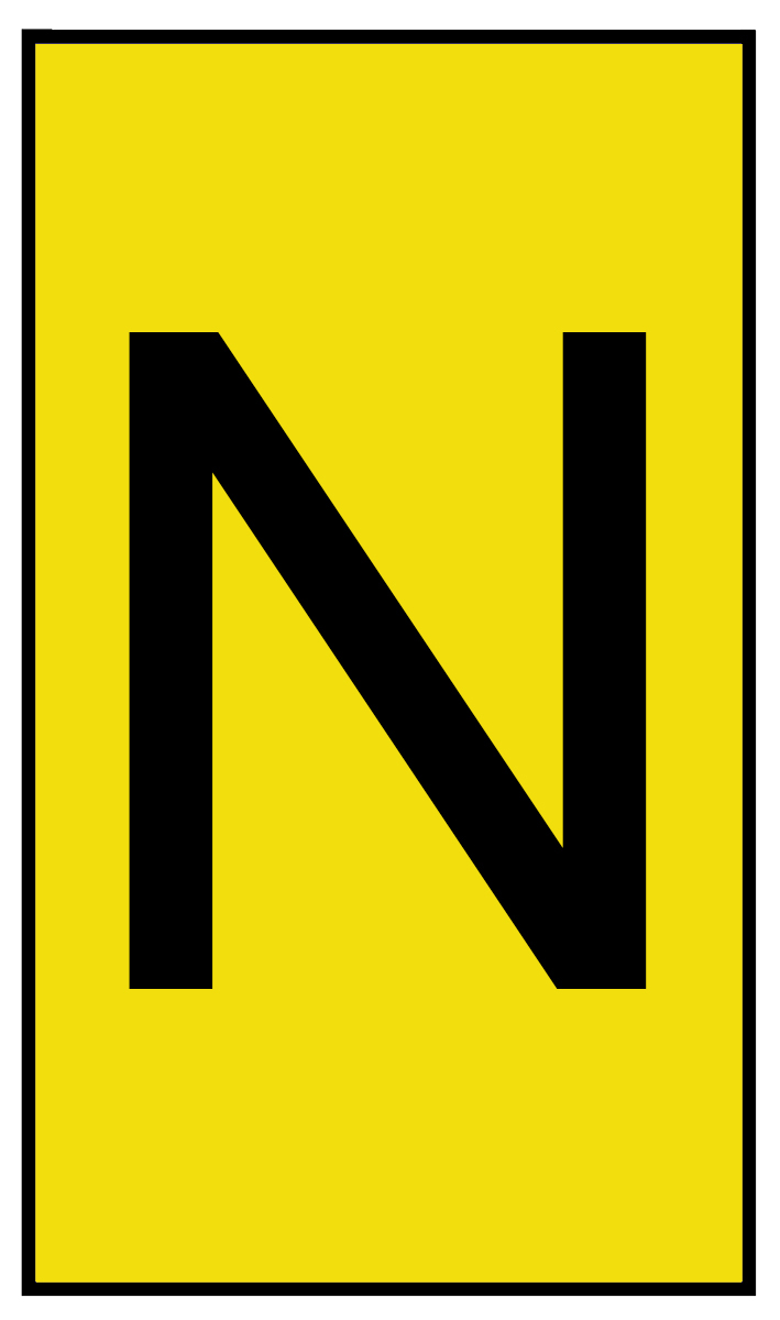 HellermannTyton Ovalgrip Slide-On Cable Marker, Black, Pre-printed "N", 6 mm Cable Yellow, 2.5 mm Cable, 901-10465