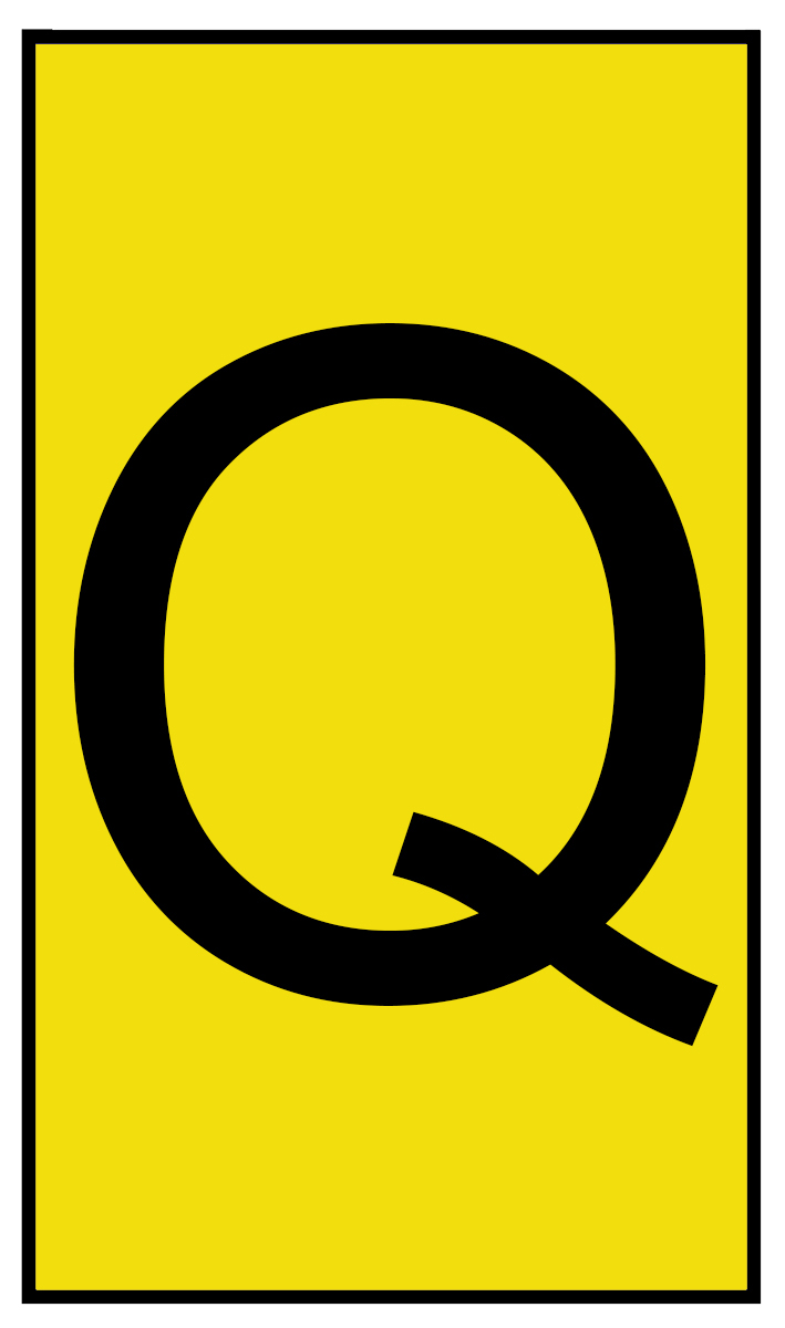 HellermannTyton Ovalgrip Slide-On Cable Marker, Black, Pre-printed "Q", 6 mm Cable Yellow, 2.5 mm Cable, 901-10468