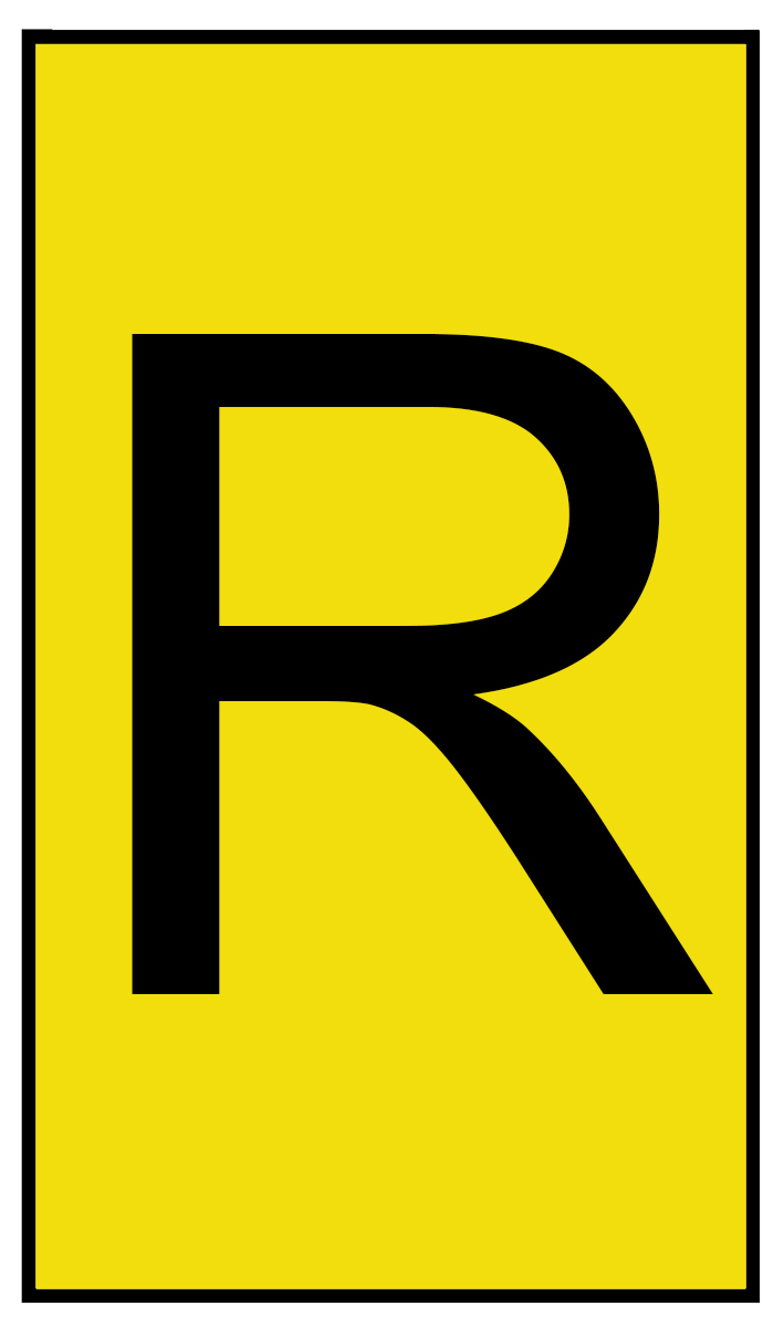 HellermannTyton Ovalgrip Slide-On Cable Marker, Black, Pre-printed "R", 6 mm Cable Yellow, 2.5 mm Cable, 901-10469