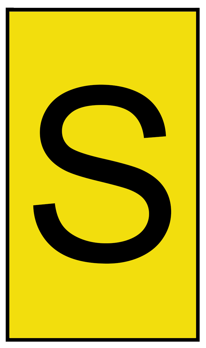 HellermannTyton Ovalgrip Slide-On Cable Marker, Black, Pre-printed "S", 6 mm Cable Yellow, 2.5 mm Cable, 901-10470