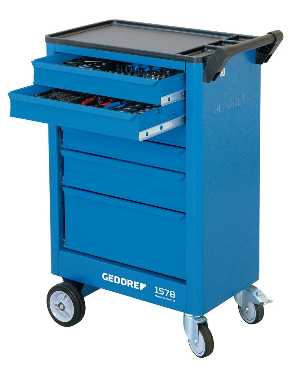 9018140 Gedore 6 Drawer Wheeled Roller Cabinet, ABS