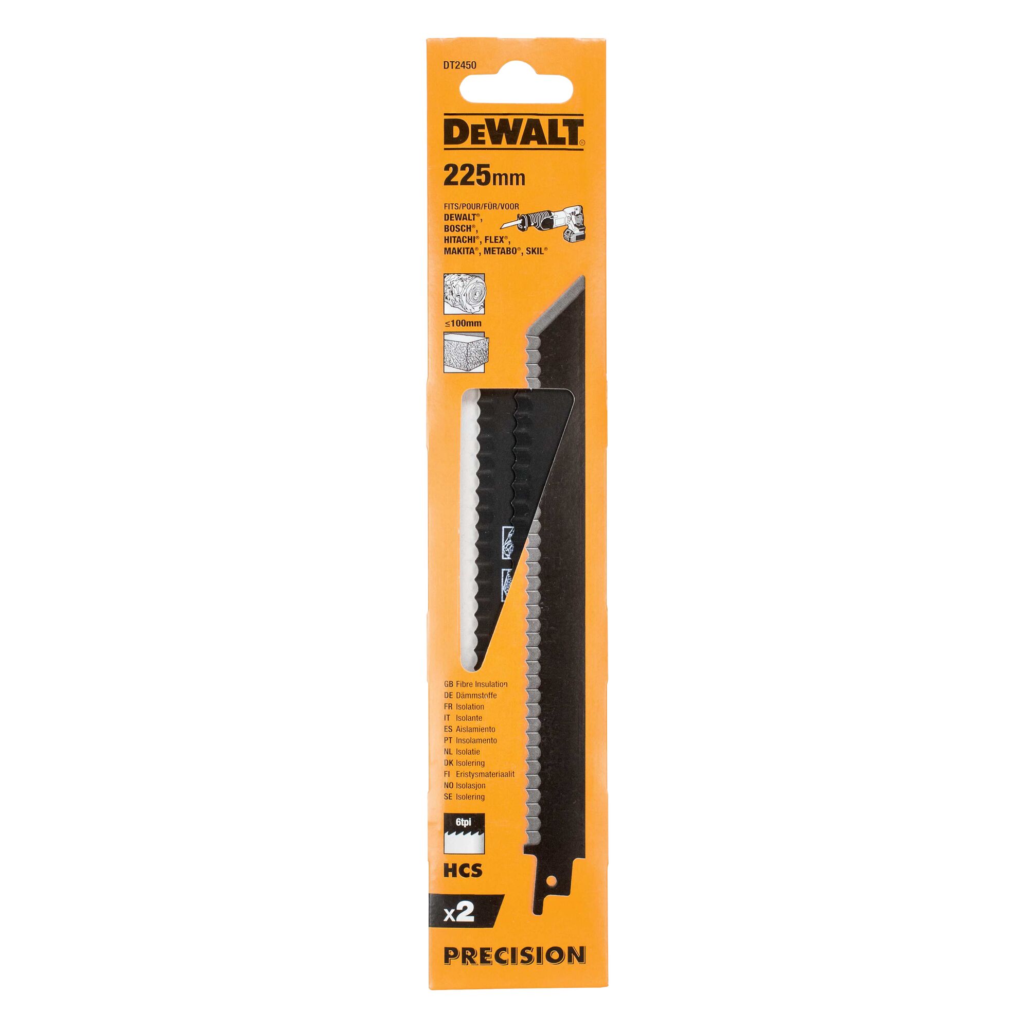 DeWALT, 6 Teeth Per Inch 225mm Cutting Length Reciprocating Saw Blade, Pack of 2