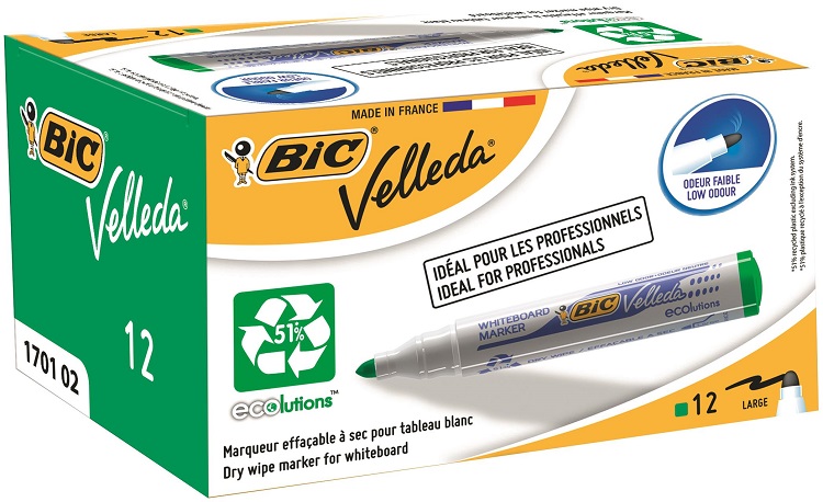 BIC White Board Marker, 12 Green, 1.5 mm Tip Size