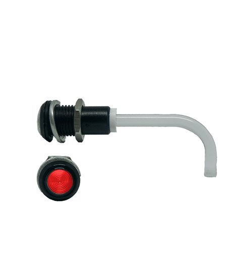 RHD-1100-2000-F9PZR67PR Bivar, Panel Mount Right Angle LED Light Pipe, Red Round Lens