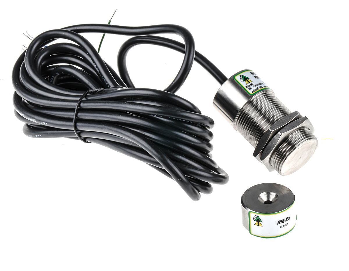 IDEM RM-Ex Series Magnetic Non-Contact Safety Switch, 316 Stainless Steel Housing, 24V dc, NO, 5 m Cable