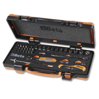 BETA 29-Piece Metric 1/4 Standard Socket Set with Ratchet, Hexagon