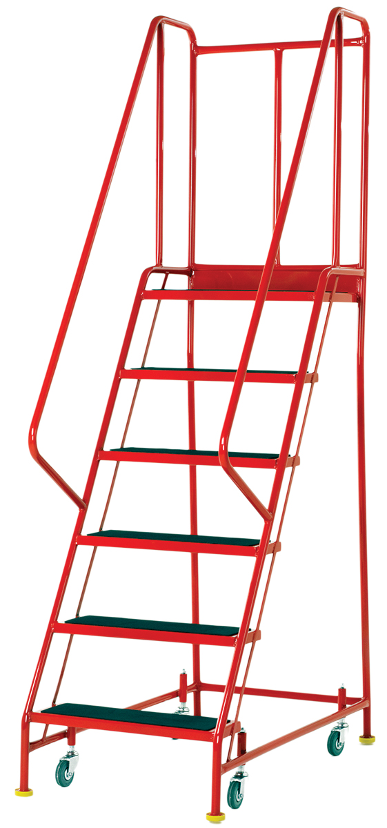 RS PRO 6 Tread Ribbed Rubber, Steel Steps 1.4m Platform Height, Red