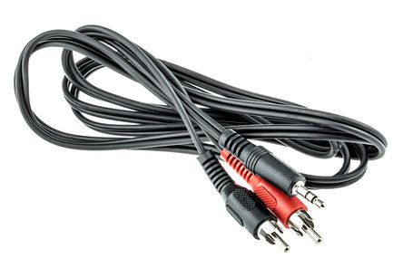 RS PRO Male RCA to 3.5 mm Stereo Jack Auxiliary Cable, Black, 1 m