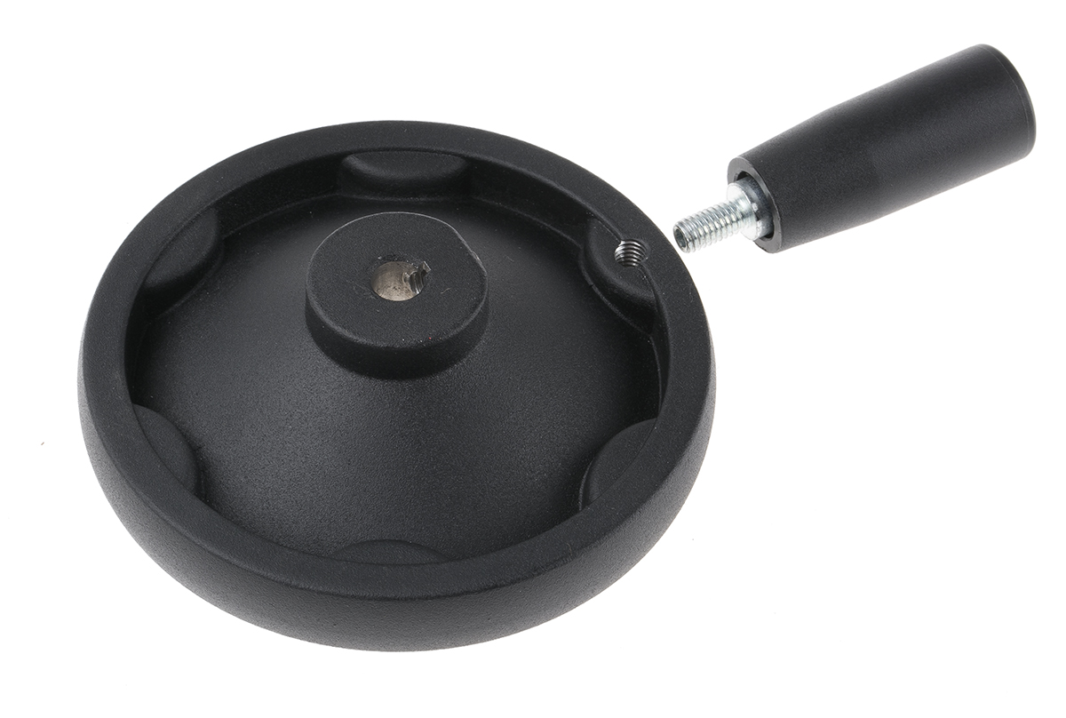 90913 Rose+Krieger Black Die Cast Aluminium Hand Wheel, 100 mm diameter